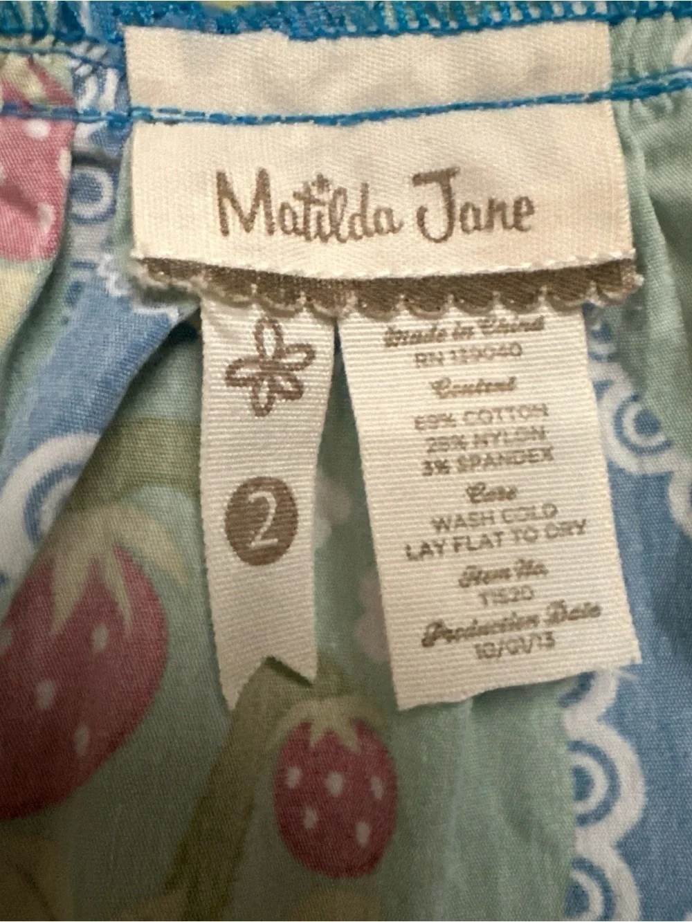 Matilda Jane size 4 Love Bug Strawberry Knot Top Wonderful Parade
